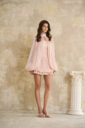 Giovana | Conjunto Vestido Curto e Capa Estruturada em Rosa Glossy