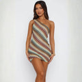 Vicenza | Vestido Mini em Renda Geométrica Tribal com Ombro Só
