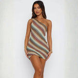 Vicenza | Vestido Mini em Renda Geométrica Tribal com Ombro Só