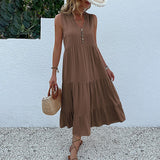Orla | Vestido Midi em Viscose Fluida com Corte Evasê