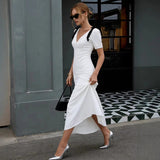 Clarice | Vestido Longo Branco com Laços e Decote em V