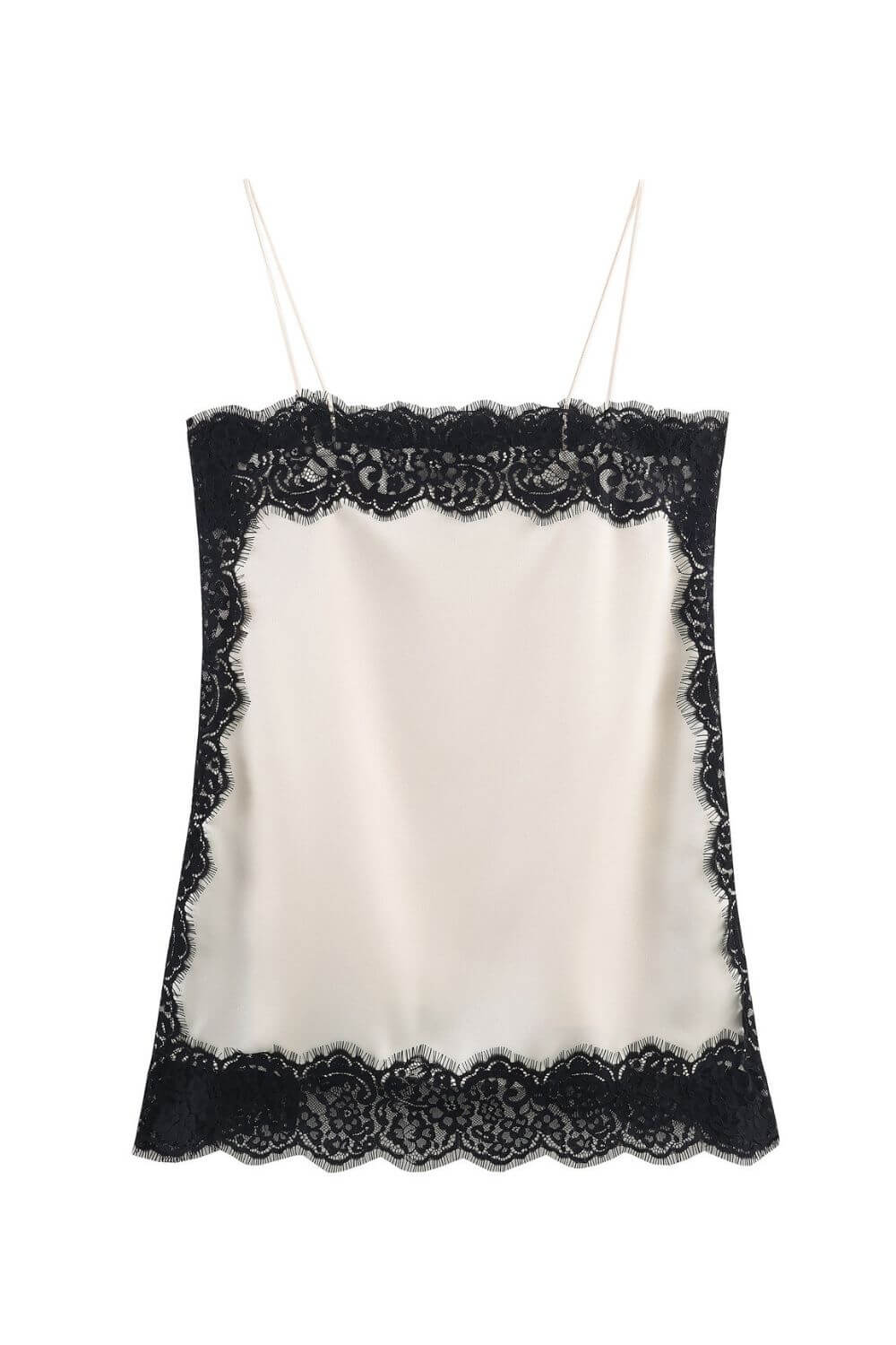 Fátima | Vestido Curto em Branco Fluido com Acabamento em Renda Preta