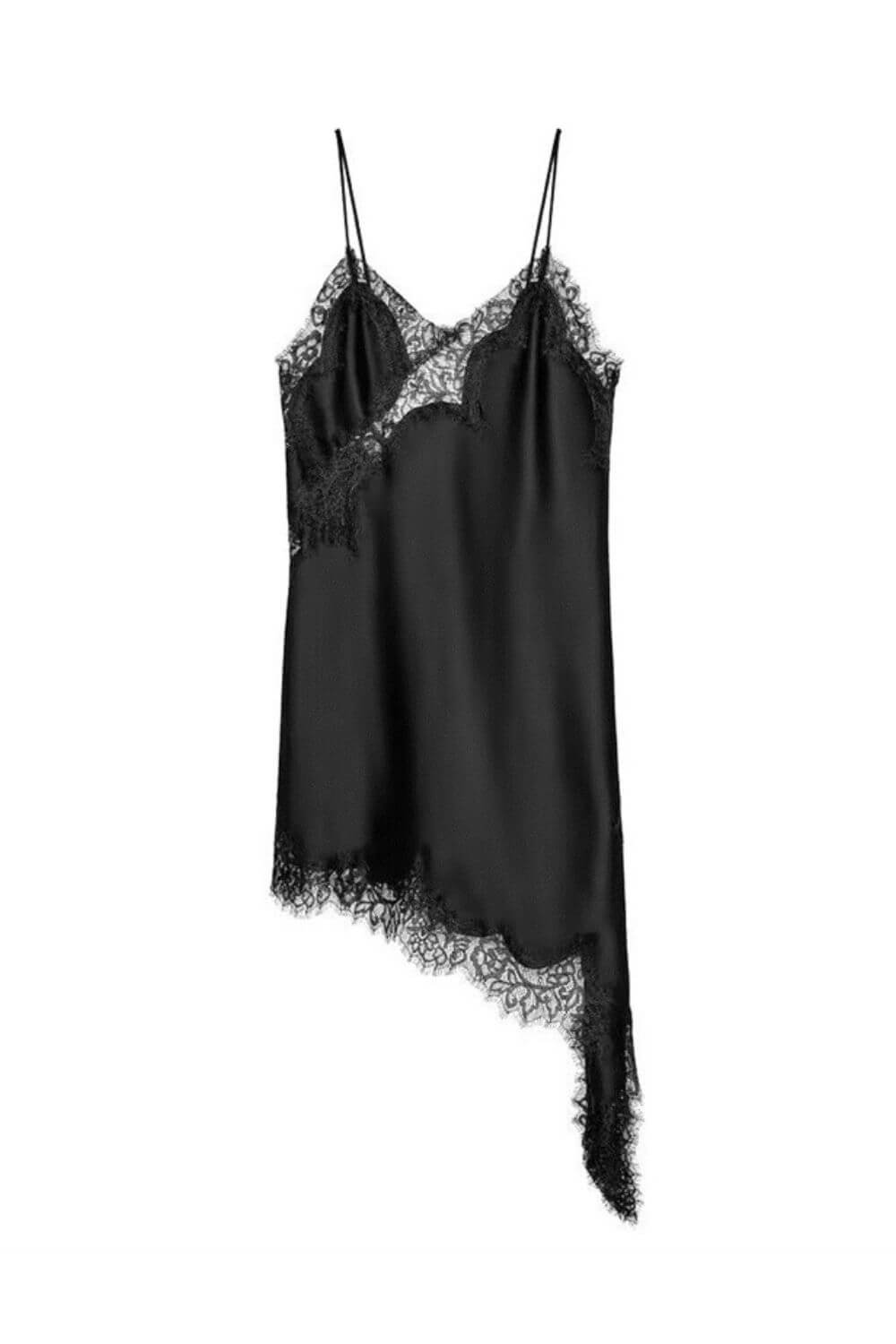 Desiré | Vestido Midi Branco com Aplicações Florais em Preto e Barra Assimétrica