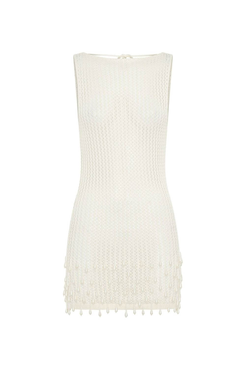 Rebeca | Vestido Curto Branco em Crochê com Costas Abertas