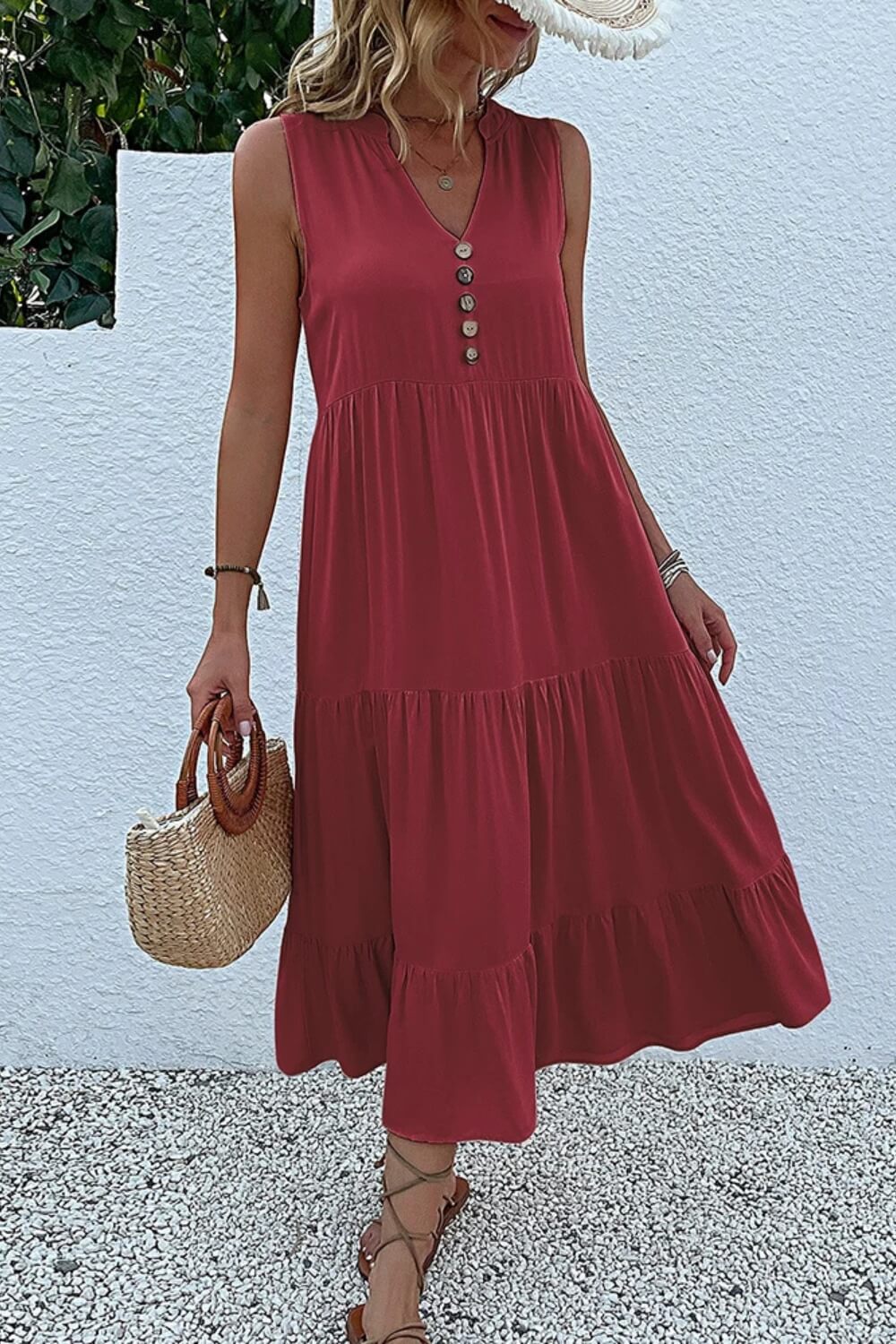 Orla | Vestido Midi em Viscose Fluida com Corte Evasê