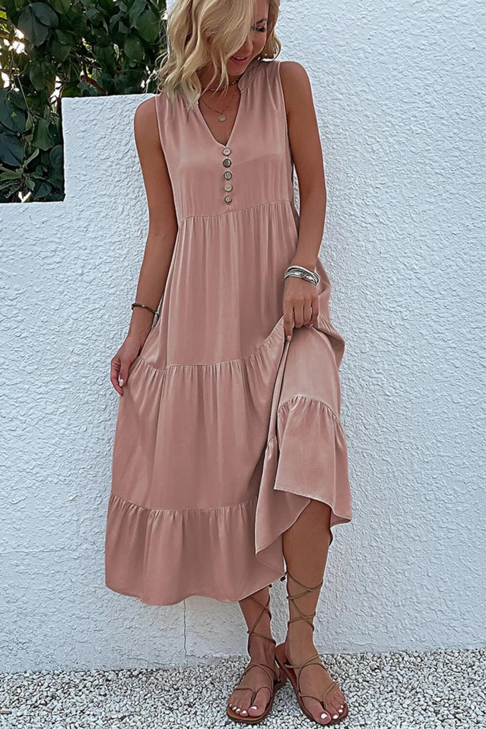Orla | Vestido Midi em Viscose Fluida com Corte Evasê