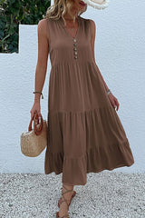 Orla | Vestido Midi em Viscose Fluida com Corte Evasê