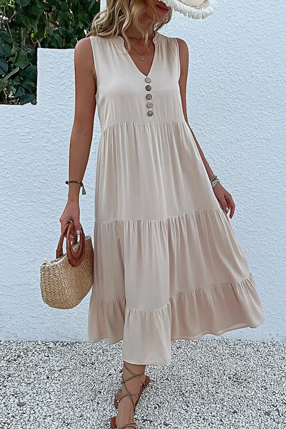 Orla | Vestido Midi em Viscose Fluida com Corte Evasê