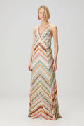 Aleth | Vestido Longo em Renda Chevron Terracota com Alças Cruzadas
